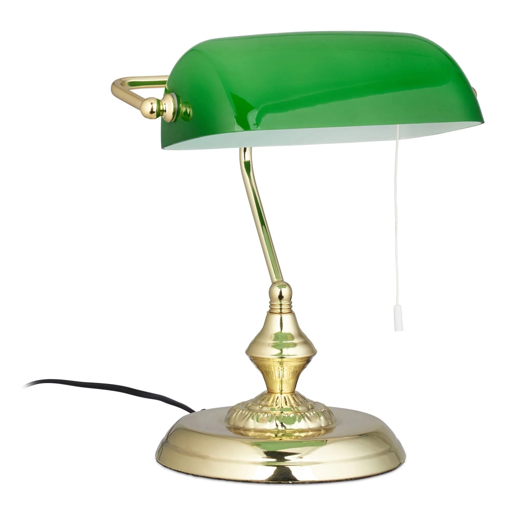 Lampada da scrivania vintage design anni 30 30 x 15 x 15 cm atmosfera gradevole base rotonda in metallo verde 13_0003861