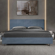 Letto imbottito Matrimoniale 190x200 cm Mika - Senza rete,Microfibra,Blu