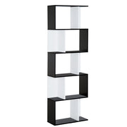 Libreria a 5 Ripiani con Divisorio ¨C Xylo ¨C Legno Bianco e Nero 60x24x184.5 cm