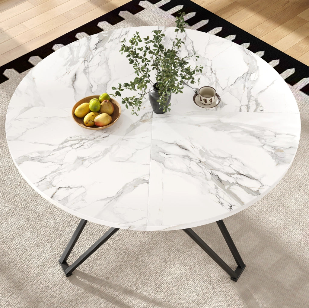 Set da pranzo rotondo con tavolo e 4 sedie