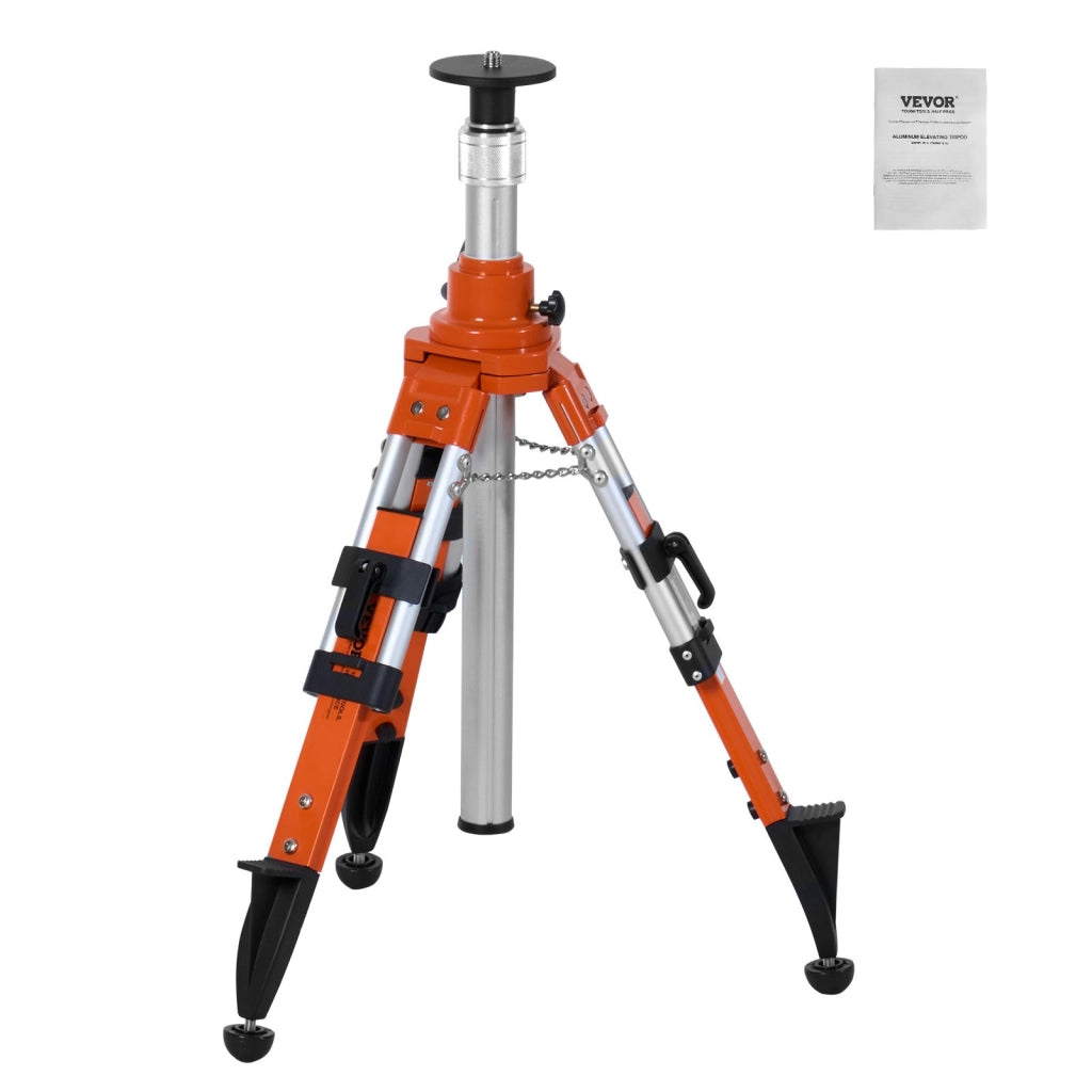 Treppiede per Livella Laser ELV-170 in Alluminio Arancione, Regolabile 690-1720 mm con Bolla Integrata e Carico Max 9,07 kg, Robusto per Fai da Te