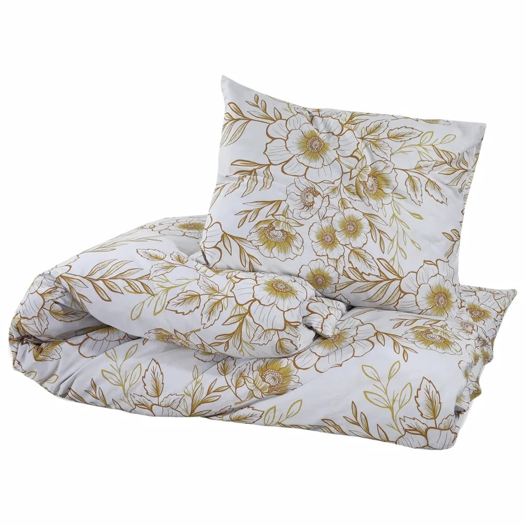 Set Copripiumino Bianco e Marrone 260x220 cm in Cotone 136416