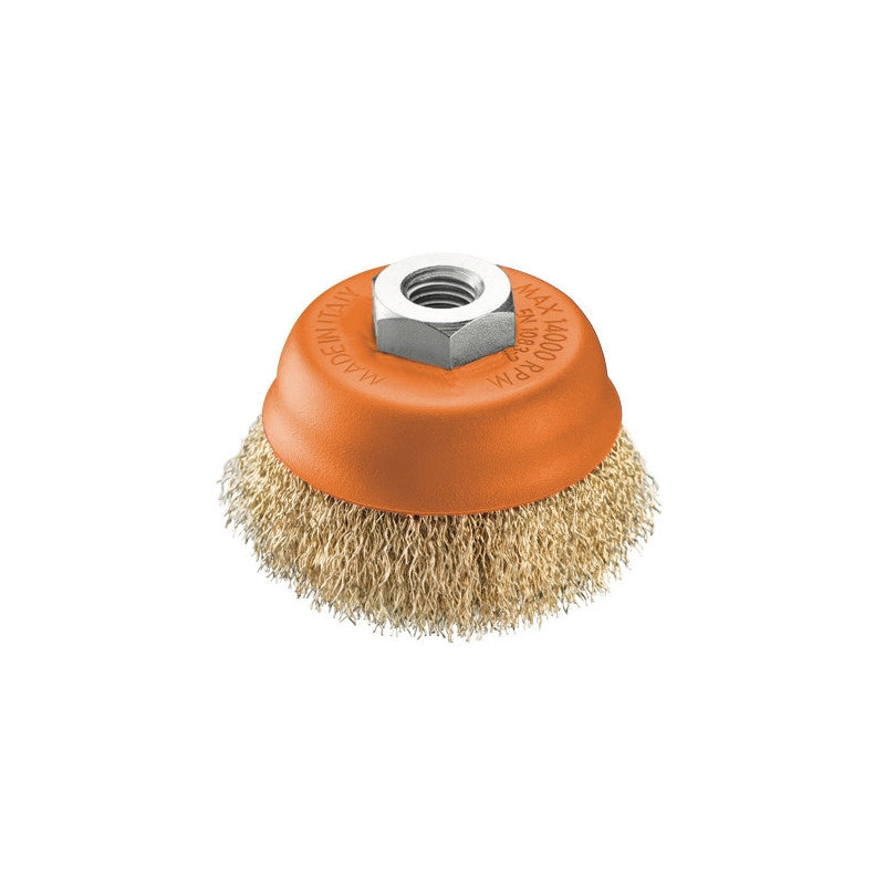 Spazzola a tazza 100 mm – Acciaio ottonato M14 per smerigliatrice – Brizo