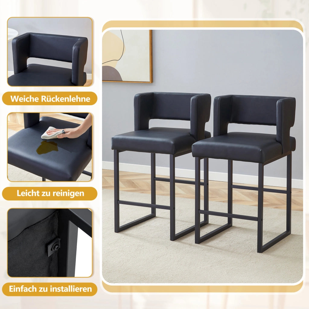 SGABELLO da bar design nordico 91,4 cm nero metallo e PU
