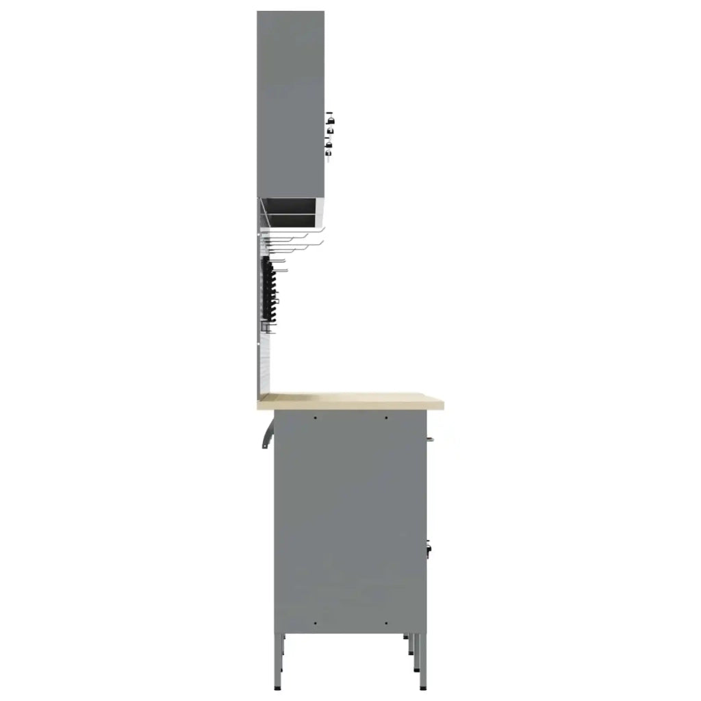 Mobile da lavoro 10 pcs Nero Legno ingegnerizzato e acciaio 3321472