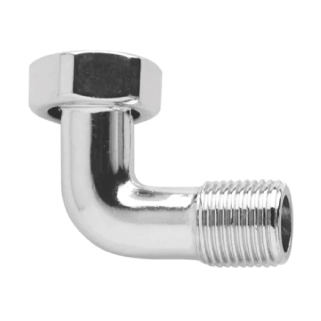 CURVA PER SCALDABAGNO IN OTTONE CROMATA MASCHIO/FEMMINA CON GIRELLO A 90  ° F. 3/4 X M.1/2   PETTINAROLI