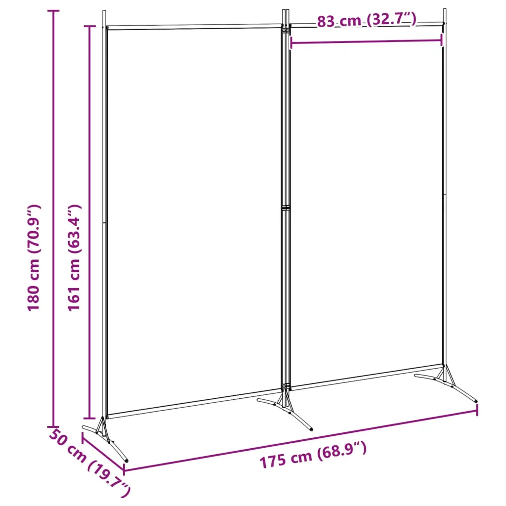 Divider Stanza a 2 Pannelli Beige 175 x 180 cm Tessuto 42039227
