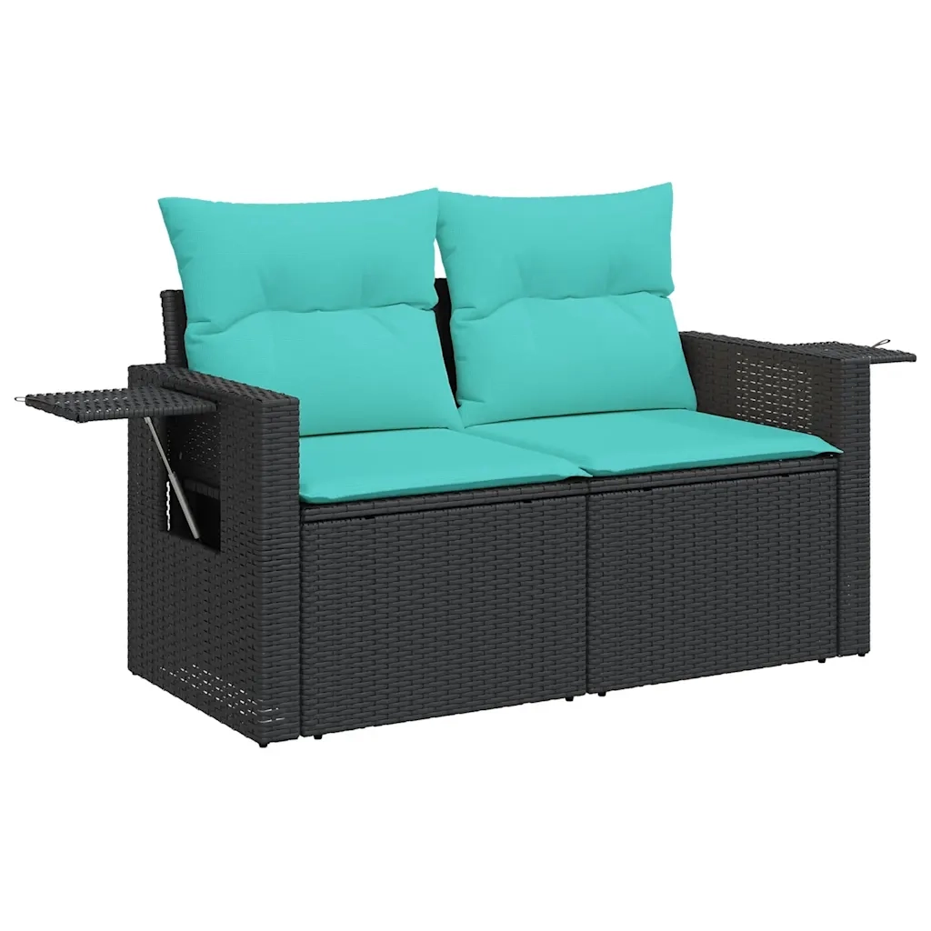 Set Divani da Giardino 10 pz con Cuscini Nero in Polyrattan 3224713