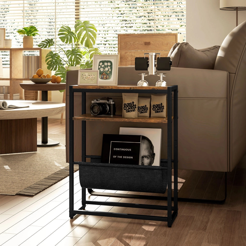 Tavolino da salotto rustico con ripiani a 3 livelli ¨C Minimal ¨C 43x18x56 cm marrone