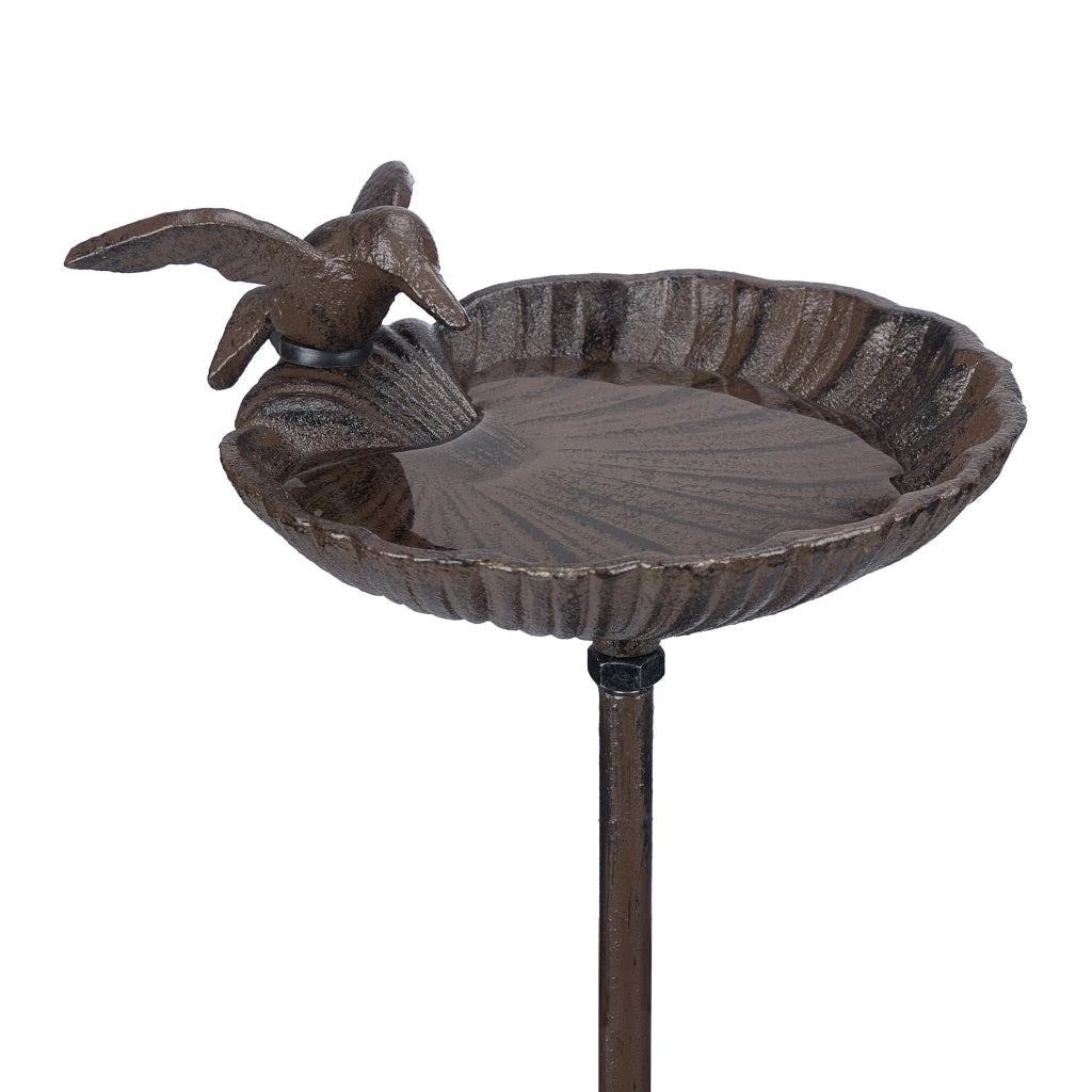 Abbeveratoio per uccelli con piedistallo design barocco giardino 30 x 30 x 120 cm in ghisa nera 13_0011625
