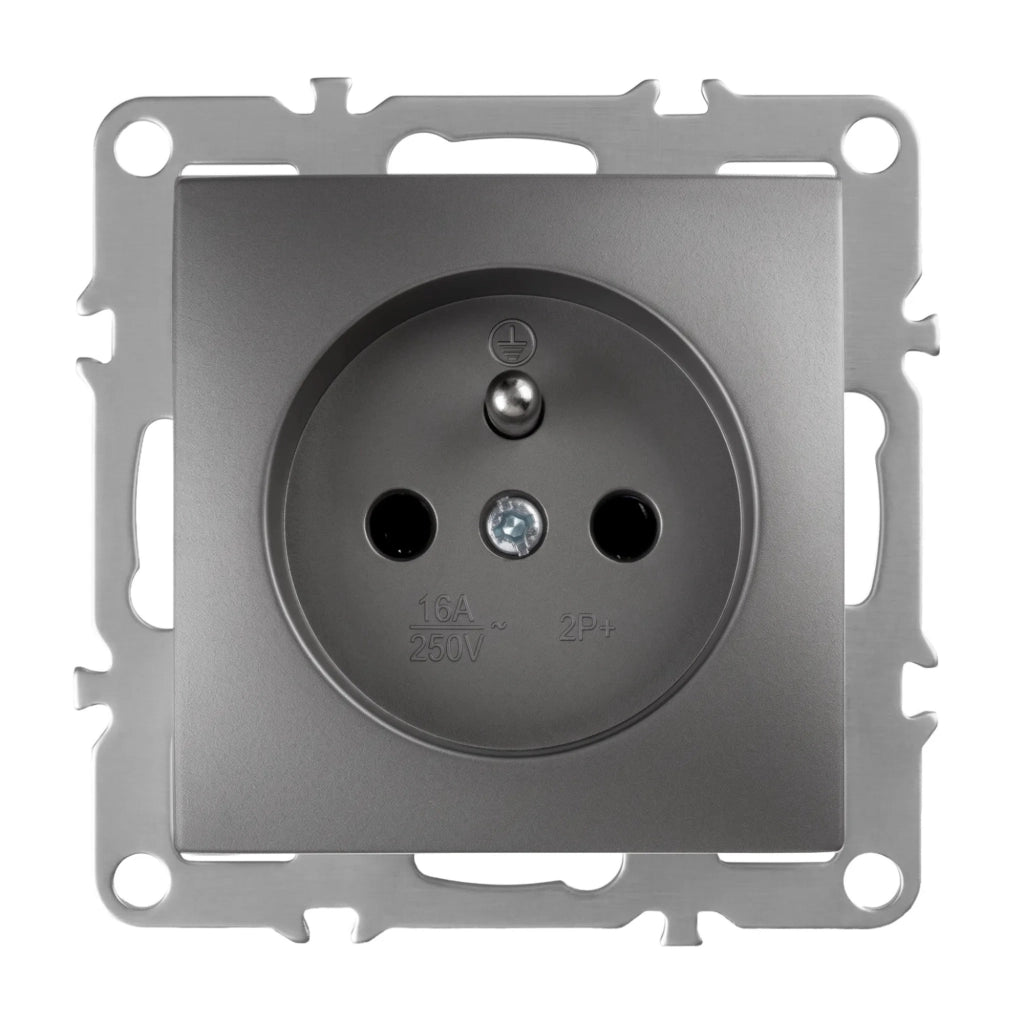 Presa Singola Con Messa A Terra Oste Jnh001-g Grey