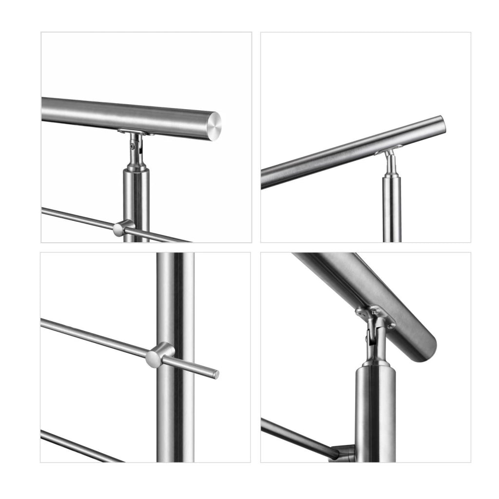 Balaustra Corrimano Ringhiera in acciaio inox 304 spazzolato 80x106cm per interni ed esterni 5 barre trasversali
