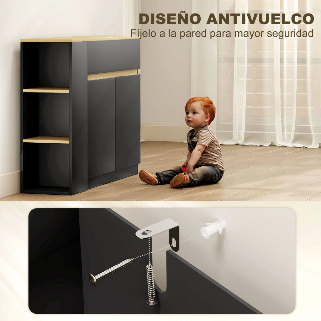 Mobile da cucina con 2 cassetti e 3 ripiani ¨C Xylo ¨C Nero 110x29,5x82 cm
