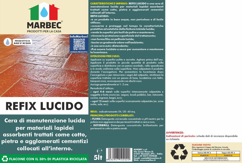 Cera per pavimenti REFIX LUCIDO   5LTx4Pz