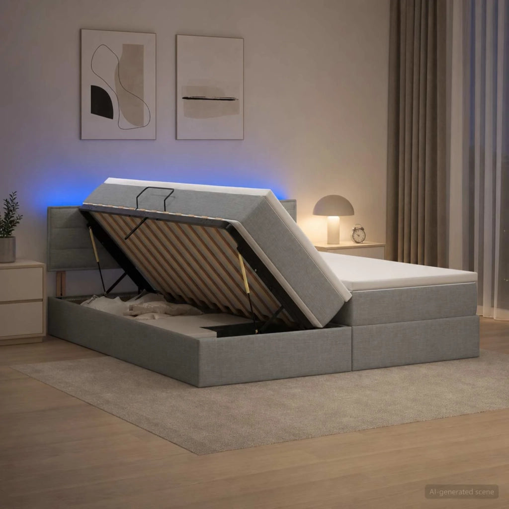 Letto con contenitore LED e materasso Grigio Chiaro 3459336