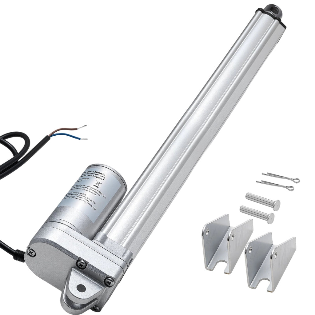 Attuatore Lineare 12V Impermeabile IP65 304,8 mm 3000 N con Staffe di Montaggio, Resistente, Facile da Montare per Inseguitori Solari e Macchinari