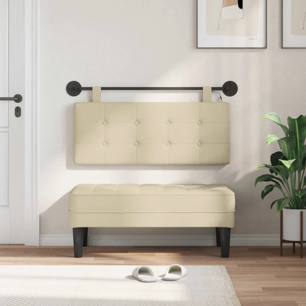 Testiera | Testata sospesa Con luce LED Crema Tessuto