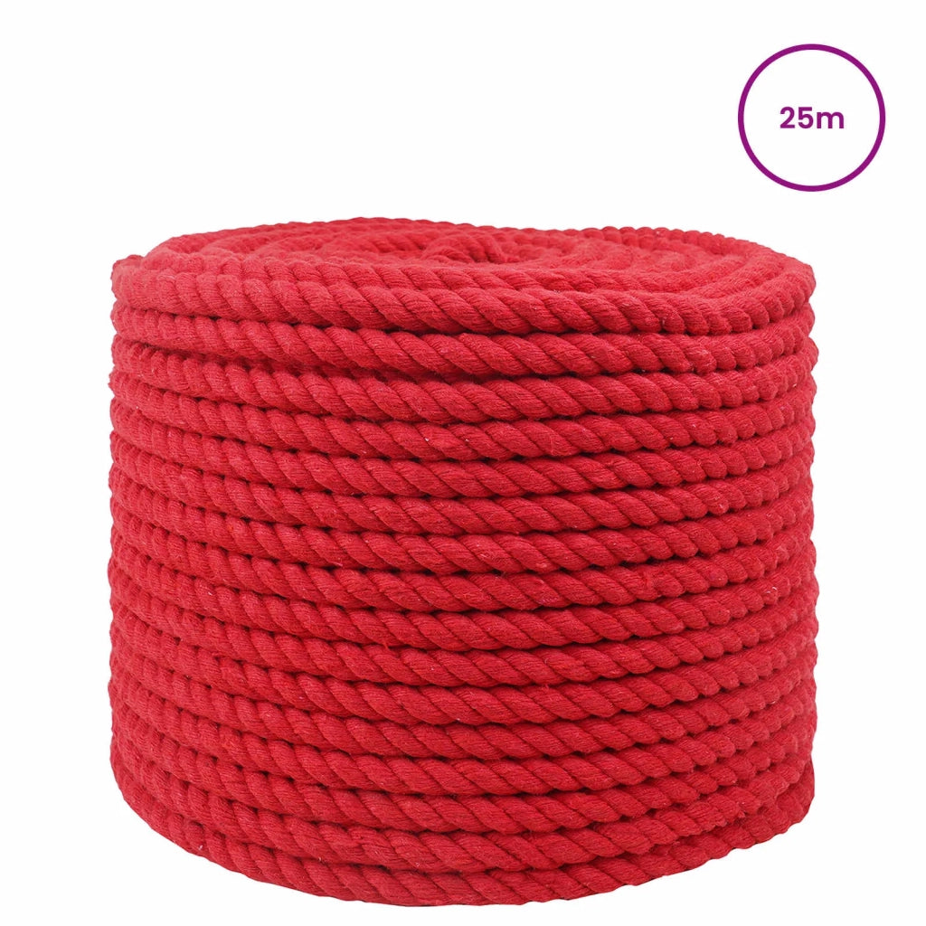 Corda di Cotone 10 mm 25 m Rosso 100% Cotone 42011907