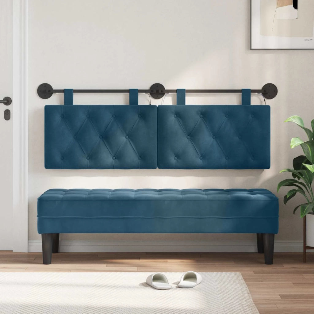Testiera | Testata sospesa Con luce LED Blu Velluto