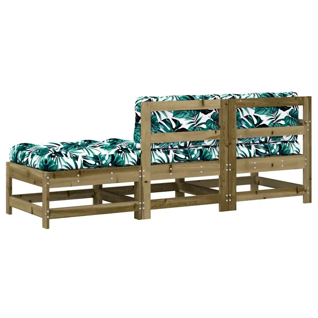 Set Divani da Giardino 3pz con Cuscini-Sofa da giardino Legno Impregnato di Pino