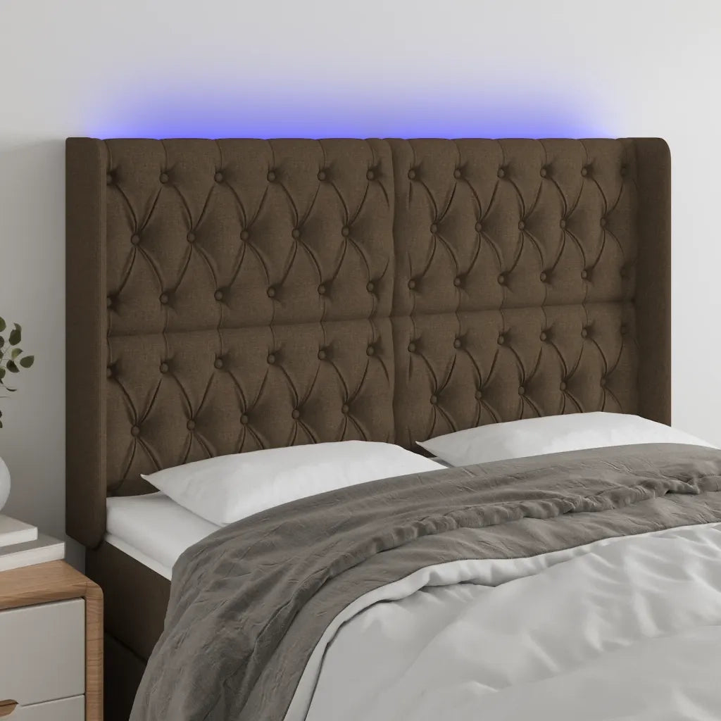 Testiera | Testata a LED MarroneScuro147x16x118/128cm inTessuto