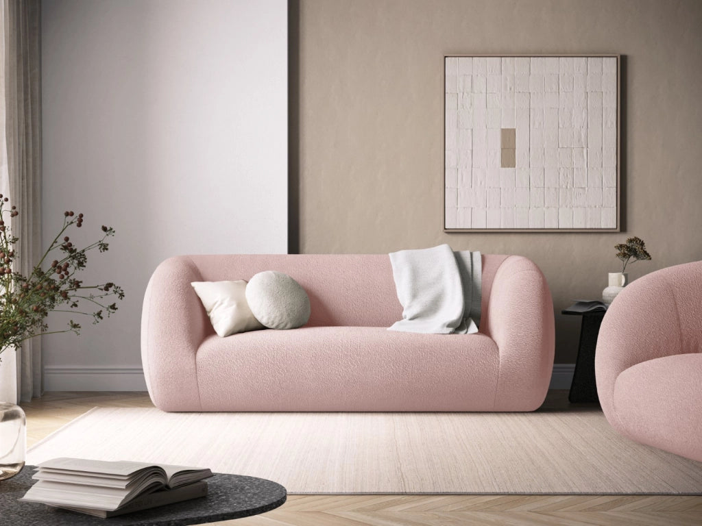 Cosmopolitan Design - Divano "Essen" 2 posti in bouclé rosa cipria 