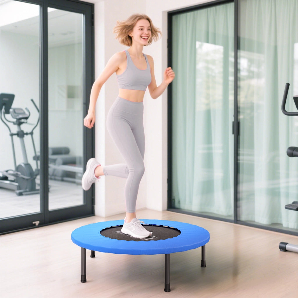 Trampolino Fitness Elastico 81 cm ¨C Zephmum ¨C Acciaio 28 Molle Nero Blu 81x81x22,5 cm