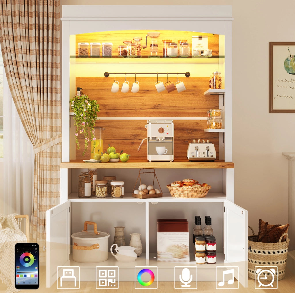 SET 2 pezzi Armadi alti 107x34x184 cm Bianco MDF e metallo con LED
