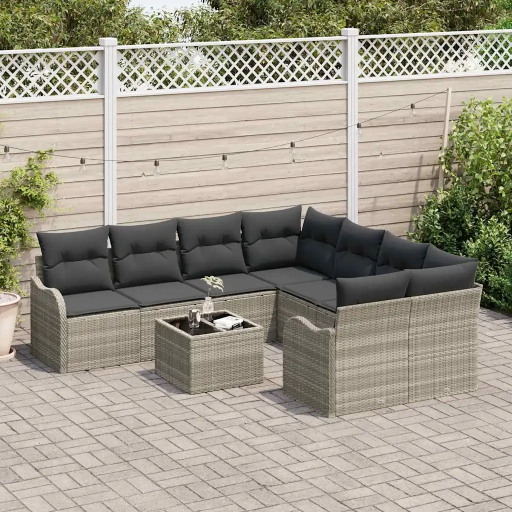 Set Divano da Giardino 9 pcs Grigio chiaro e grigio scuro