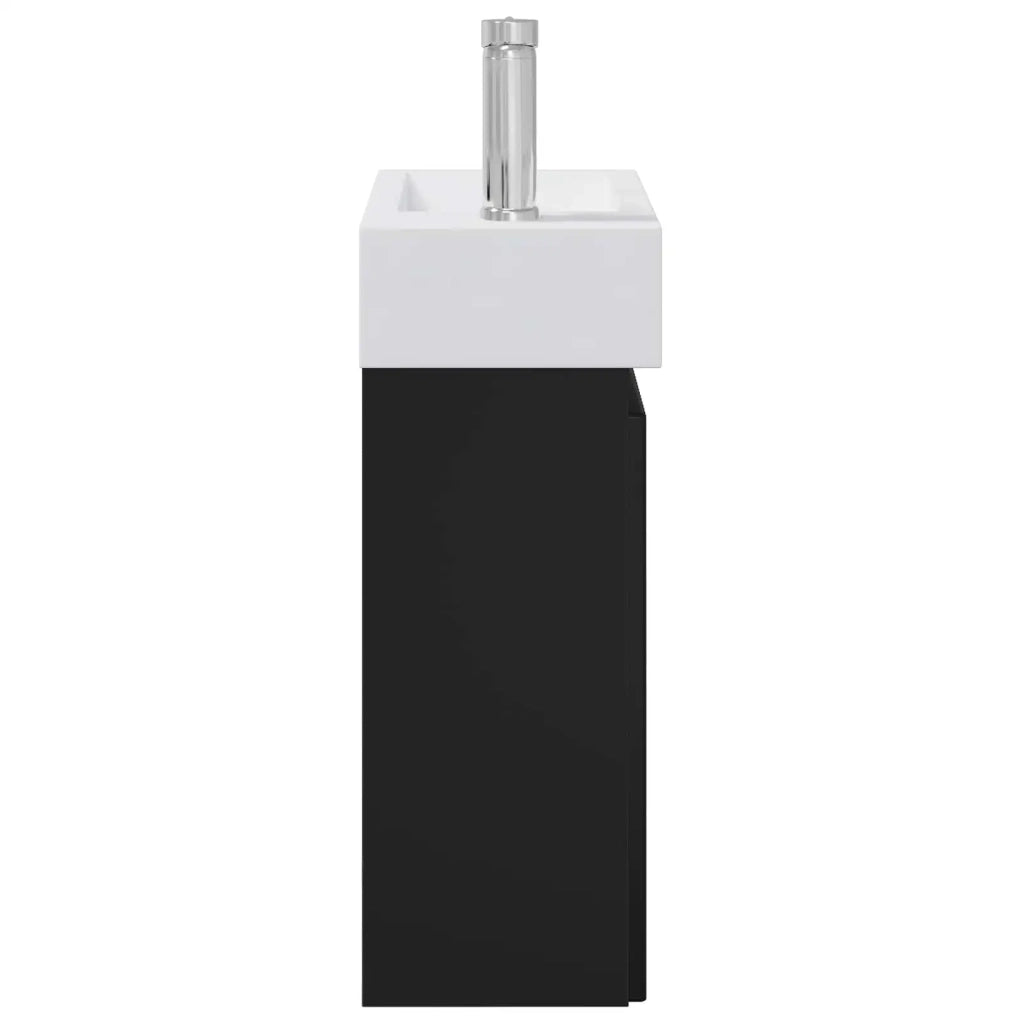 Mobile Bagno | Armadio da bagno con rubinetto Nero 45,5 x 25,5 x 84 cm