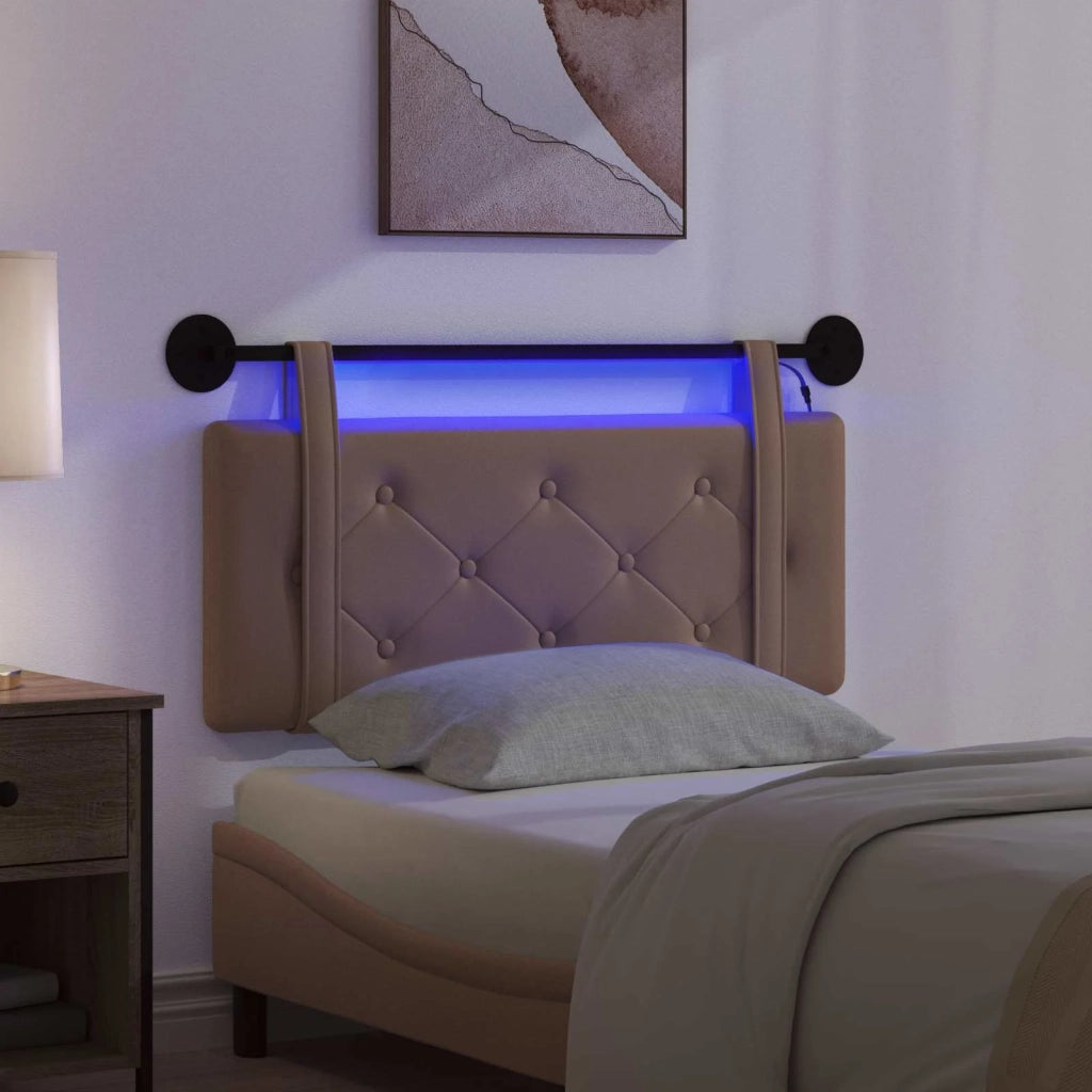 Testiera | Testata sospesa Con luce LED Cappuccino Similpelle