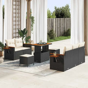Set Divano da Giardino 10 pcs Nero e Crema polyrattan