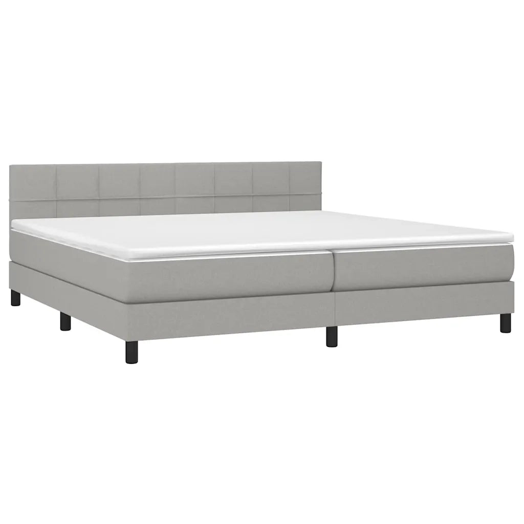 Letto a Molle Materasso e LED Grigio Chiaro 200x200 cm Tessuto 3133181