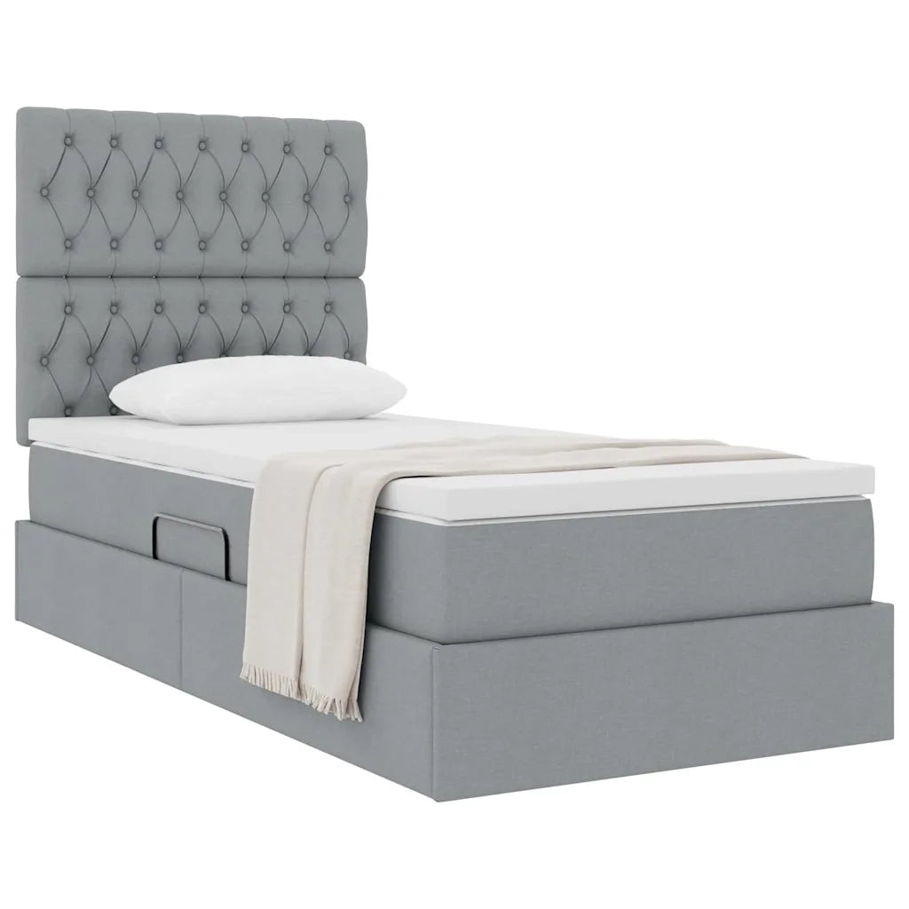 Letto con contenitore e materasso Grigio chiaro 90 x 200 cm 3371817