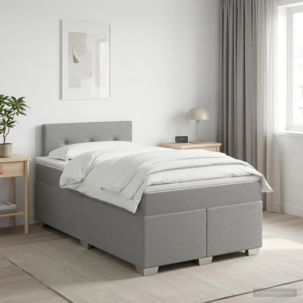 Letto box spring con materasso Grigio Chiaro 120 x 190 cm 3450432