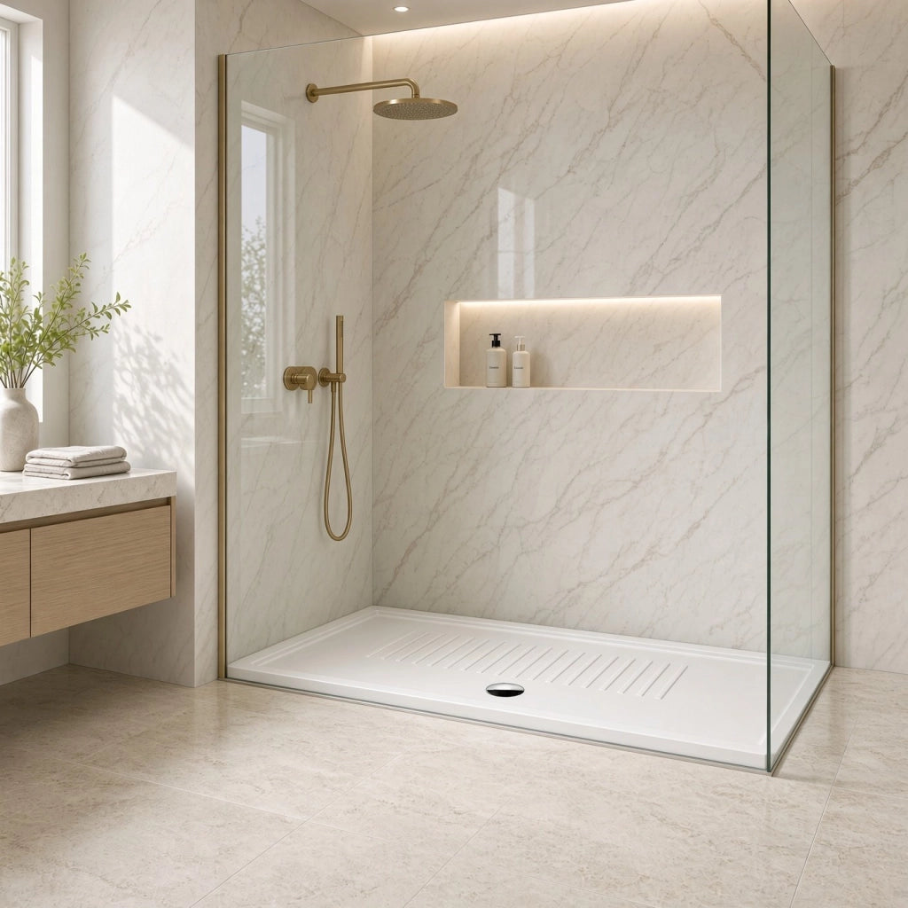 Piatto doccia rettangolare in Ceramica GALASSIA 110x75 BIANCO LUCIDO H 6 cm con antiscivolo
