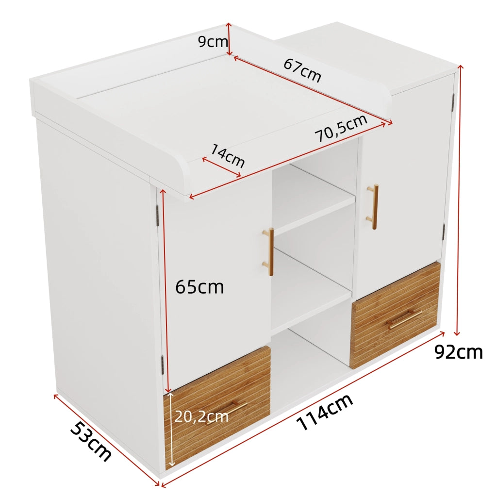 Camera completa con fasciatoio e letto con sbarre in legno massello e MDF bianco