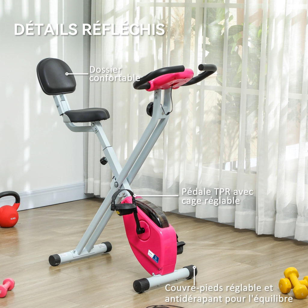 Bicicletta da camera pieghevole ¨C Minimal ¨C 8 livelli resistenza, sella regolabile, rosa