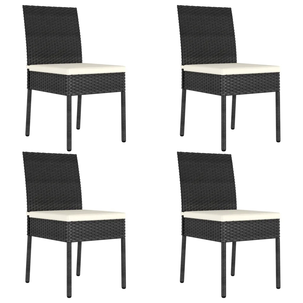 Set da Pranzo da Giardino 5 pz in Polyrattan Nero