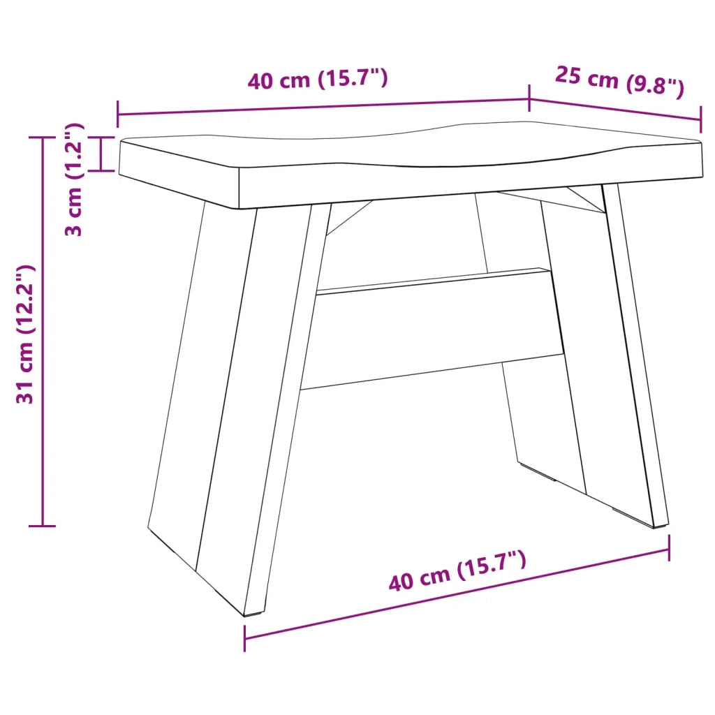 Pouf Naturale 40 x 25 x 31 cm Legno di Mogano 42012397