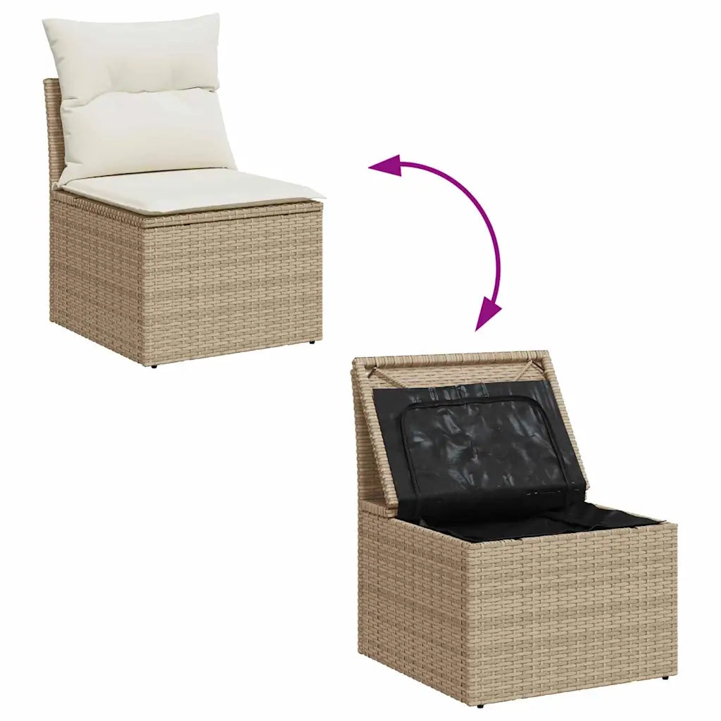 Set Divano da Giardino con archiviazione 6 pcs Beige polyrattan 3354390