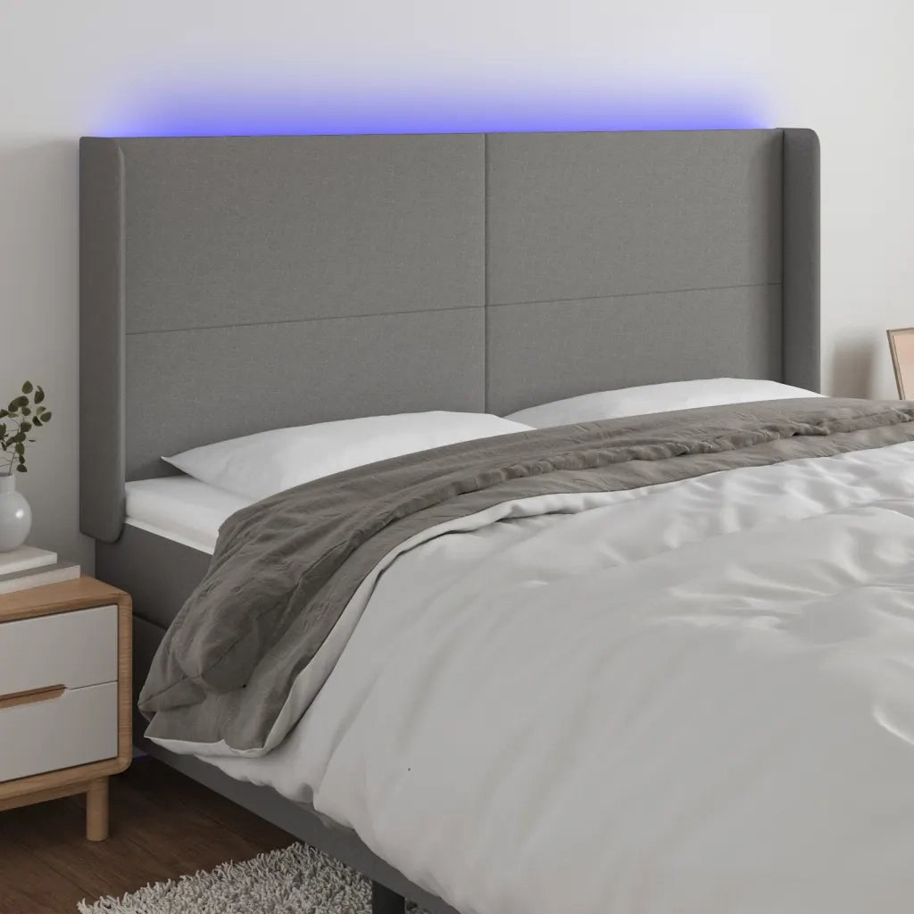Testiera | Testata a LED GrigioScuro 183x16x118/128cm inTessuto
