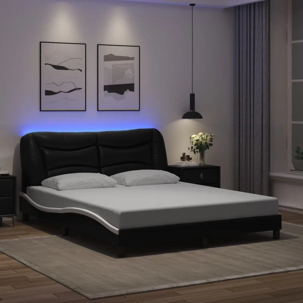 Giroletto con LED senza Materasso Hvar Nero e Bianco 160x200 cm 3213946