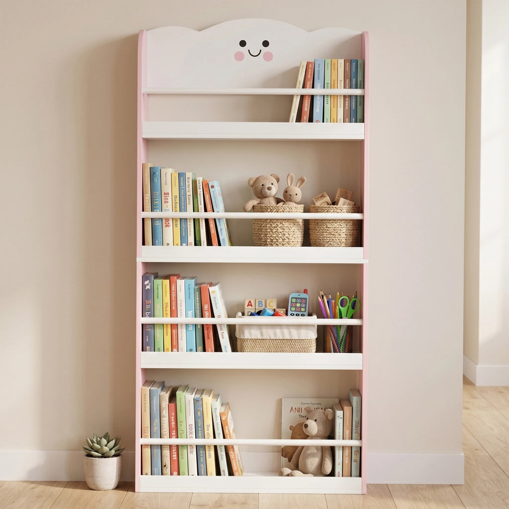 Libreria a muro per bambini ¨C Xylo ¨C 4 ripiani rosa 60x12x108cm
