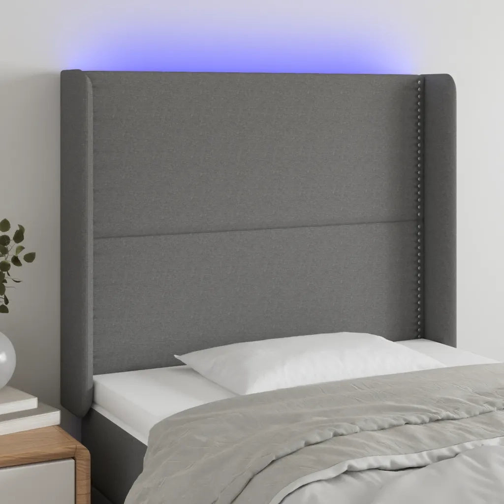 Testiera | Testata a LED GrigioScuro 103x16x118/128cm inTessuto