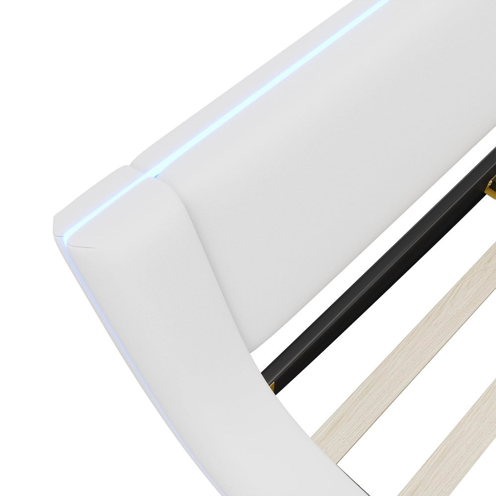 Letto Basso con LED ¨C MINIMAL ¨C PU Bianco 140x200