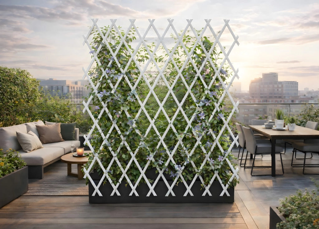 Traliccio Estensibile In PVC Per Piante Rampicanti Recinzione Giardino Balcone - 100x200 - Bianco