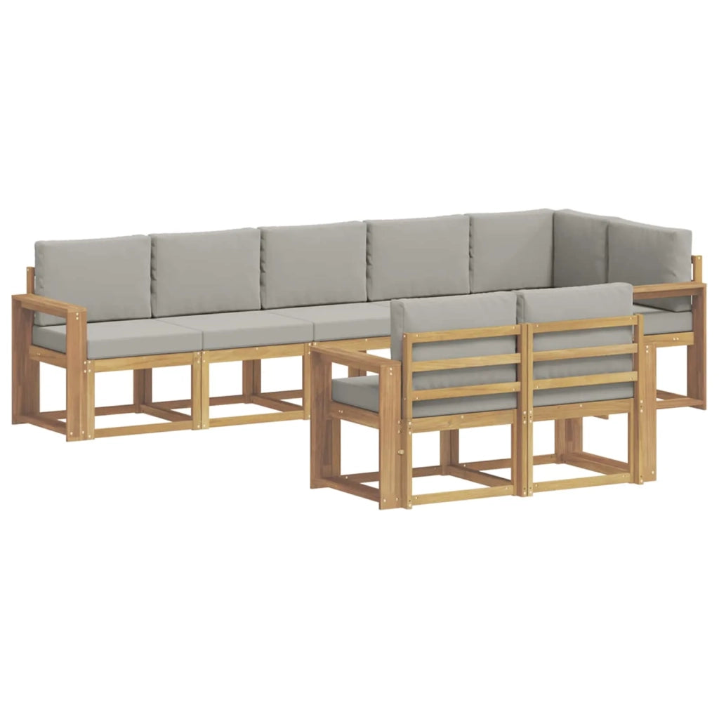 Set di divani da esterno 8 pz Bianco e Grigio Chiaro 3387810