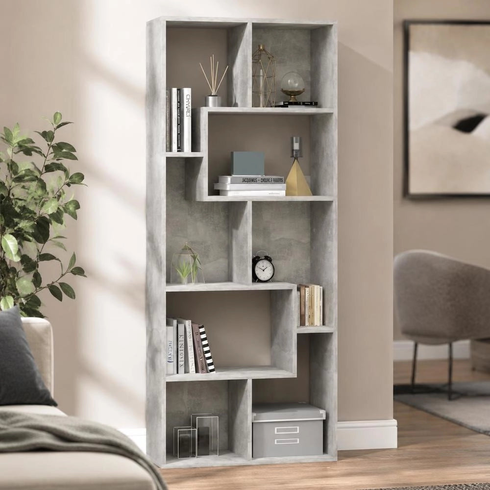Bookshelf, Concrete Grey, 67x24x161 Cm, Wood-based Material