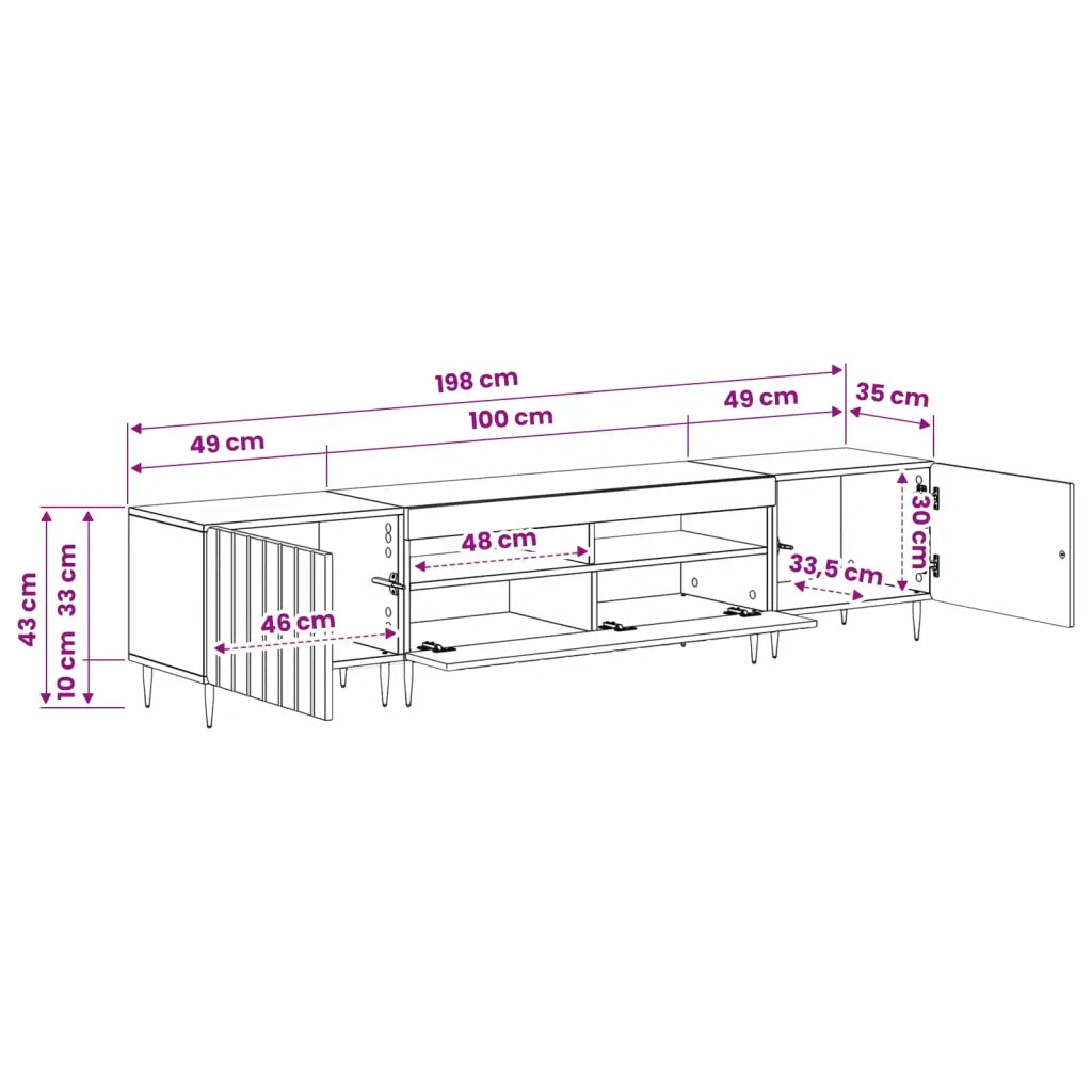 Mobile TV LED a 3 pezzi ZWOLLE Nero Legno ingegnerizzato 3416513